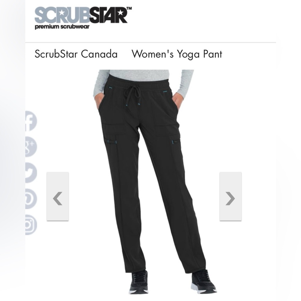 2/$20 - ScrubStar Women's Black Yoga Scrubs Pants | Casual Comfortable Pants | S